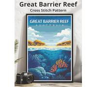 Great Barrier Reef Cross Stitch Pattern: Large Print Vintage Travel Poster Cross-Stitch Design