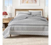 Great Bay Home Kadi Collection Couette réversible 2 pièces avec 1 taie d'oreiller | Légère, Toutes Saisons, Confortable et Moderne | Ensembles de Dessus-de-lit Cachemire | Gris