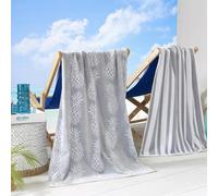 Great Bay Home, Lot de 2 Grandes Serviettes de Plage, 100% Coton, légères, à séchage Rapide, pour Voyage, Ananas et Rayures