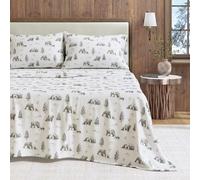 Great Bay Home Parure de lit 4 pièces en Flanelle pour Grand lit, 100% Coton Turc, Double brossé, imprimé, Ultra Doux et Confortable (Ours Polaires du pôle Nord)