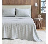 Great Bay Home Parure de lit 4 pièces en Flanelle pour lit Double, 100% Coton Turc, Double brossé, imprimé, Ultra Doux et Confortable (Flocon de Neige, Bleu mosaïque)