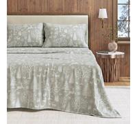 Great Bay Home Parure de lit d'hiver en Flanelle 100% Coton Turc pour Grand lit, Drap-Housse à Poches Profondes, draps Doux | Draps de lit Chauds en Flanelle Anti-Bouloches (Grand lit, Bois