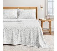 Great Bay Home Parure de lit en Flanelle 100% Coton Turc, Poches Profondes, Drap Doux, Chaud, Anti-Boulochage (lit Double, Flocons de Neige)