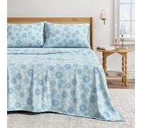 Great Bay Home Parure de lit en Flanelle 100% Coton Turc pour Enfants - Drap-Housse à Poches Profondes - Doux - Draps de lit d'hiver Chauds - Draps en Flanelle Anti-Bouloches (lit Double, Flocon de