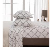 Great Bay Home Parure de lit imprimée en Velours Extra Doux et Pelucheux | Draps de Luxe en micropeluche Anti-Boulochage, Poche Profonde | Collection Luxe en Velours Sherpa (lit Simple, Blanc/Gris)