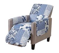 Great Bay Home Patchwork festonné imprimé Protecteur de Meubles résistant aux Taches pour Fauteuil inclinable (Fauteuil inclinable, Bleu Marine)