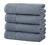 Great Bay Home Serviettes de Bain 100% Coton Serviettes de Bain texturées absorbantes à séchage Rapide. Collection Grayson., Coton, Bleu, Bath Towel (4-Pack)