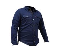 GREAT BIKERS GEAR - Maillot de moto pour homme entièrement renforcé avec doublure de protection en aramide avec protections, bleu marine, M