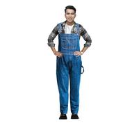 GREAT BIKERS GEAR Salopette en jean pour homme avec bretelles grandes et hautes clés Pro Heavy Duty Mario Cargo, bleu clair, 38W / 32L