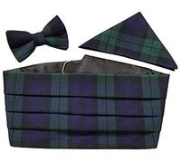 Great British Tie Club Black Watch Tartan Ensemble de cummerbund unie (nœud papillon et chevauche)