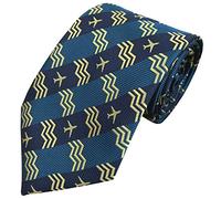Great British Tie Club Cravate de pilote d'avion pour homme Bleu marine/bleu sarcelle/doré