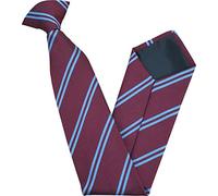 Great British Tie Club Cravate d'école à double bande à clipser (couleur et taille variées), Bordeaux et ciel, 17 inch clip on (High School)