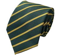 Great British Tie Club Cravates à rayures simples pour homme, longueur adulte, style école, Vert bouteille et or, taille unique