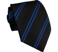 Great British Tie Club Cravates d'école (14 variations à double rayure) Taille secondaire/lycée, Noir et bleu roi., Length: 52 inches