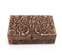 Great cadeau d'anniversaire fait à la main décoratif en bois Boîte de bijoux en bois arbre de vie Organisateur de bijoux sculpture