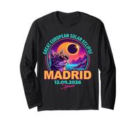 Great European Solar Eclipse 2026 Madrid Spain Cat Retro Manche Longue