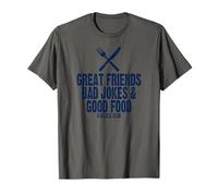 Great Friends BOD Jokes Good Food Imprimé Bleu Marine T-Shirt