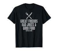 Great Friends BOD Jokes Good Food Imprimé Gris T-Shirt