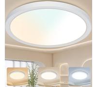 Great Jacob Plafonnier LED 24W， Ø29 cm， 3 Températures de Couleur 3000K/4000K/6500K，Rond，Ultra-fin Lampe LED de Plafond pour Salon， Chambre， Cuisine， Salle à Manger， Couloir，Moderne