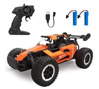 Great-JUNAMT rc Car Voiture télécommandée RC Voitures 1:16 Tout-Terrain Monster Truck Phares à LED, Jouet de Voiture RC 20 km/h Cadeau pour Enfants Garçons 3 4 5-12 (Le Noir) (Orange)