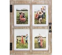 Great Lakes Memories GLM Cadres photo de ferme pour 4 photos, 10 x 15 cm avec passe-partout ou cadre photo de 12,7 x 17,8 cm, cadre de collage pour photos de 10 x 15 cm (marron)
