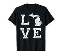 Great Lakes State Love Tee Michigan Vacations Camping Randonnée T-Shirt