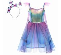Great Pretenders | Déguisement Enfant - Robe de fée Papillon avec Ailes et Serre-tête - 7-8 Ans