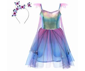 Great Pretenders | Déguisement Enfant - Robe de fée Papillon avec Ailes et Serre-tête - 7-8 Ans