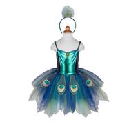Great Pretenders Robe de Paon avec Coiffe, Taille US 5-6