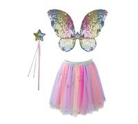 Great Pretenders - Set Papillon Sequin Arc-en-Ciel, Jupe, Ailes et Baguette, Taille US 4-6 Breloques, Multicolore (42925)