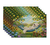Great Pyrenees Lot de 6 sets de table saisonniers pour salle à manger, animaux domestiques, décoration d'intérieur et de cuisine Motif chien des Pyrénées 30,5 x 45,7 cm