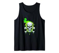 Great Skull T-shirt tête de mort et os croisés avec flammes vertes Débardeur