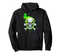 Great Skull T-shirt tête de mort et os croisés avec flammes vertes Sweat à Capuche