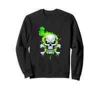 Great Skull T-shirt tête de mort et os croisés avec flammes vertes Sweatshirt