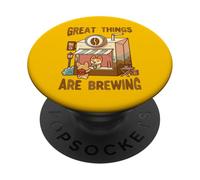 Great Things are Brewing Coffee Kawaii Cute Funny Coffee PopSockets PopGrip Adhésif