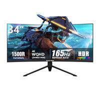 Great voell Moniteur Gaming Courbé 34 Pouces 4K 165Hz 1500R HDR10 FreeSync 4000:1 Support Installation Rapide Large Gamme de Couleurs Trois Côtés Micro-Bords