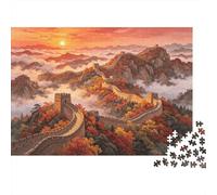 Great Wall Puzzle pour Adultes 1000Pc Recyclable Chinese Heritage Senior Puzzles Impossible Hard Difficult Challenging Relieve Senile Dementia Activity 52x38cm/1000pcs