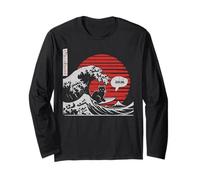 Great Wave Chat Surf Bruh Meme Art Japonais Femmes Hommes Enfants Manche Longue