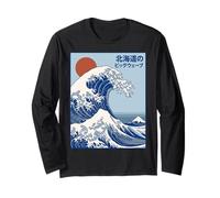 Great Wave Otaku Vintage Japanese Ukiyo-E Ocean Art Manche Longue