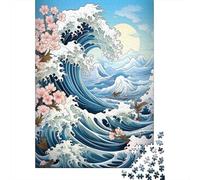 Great Wave with Cherry Blossoms Plaque Murale en Métal 70x50cm/1000pcs pour Le Pub Ou Le Café, Décoration Murale Destinée À Le Pub, Le Café Et Le Coin Bar