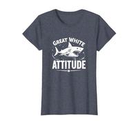 Great White Attitude : féroce prédateur océanique T-Shirt, Femme, Bleu Chiné, XS