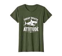 Great White Attitude : féroce prédateur océanique T-Shirt, Femme, Olive, XS