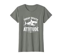 Great White Attitude : féroce prédateur océanique T-Shirt, Femme, Vert Kaki chiné, XS