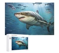 Great White Shark in Deep Blue Waters Puzzle Décoratif, 1000 PCS - Activité D’Hiver pour Adultes; pour Les Couples, Amis Et Familles