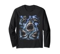 Great White Shark Storm Funny Ocean Animal Marine Graphic Manche Longue