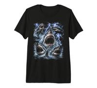 Great White Shark Storm Funny Ocean Animal Marine Graphic T-Shirt Haut de Gamme
