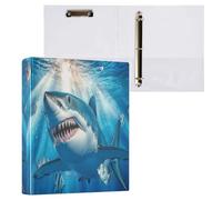 Great White Shark Under Ocean Classeur à 3 anneaux en D A4 avec 200 feuilles pour enfants, fournitures scolaires, femmes et hommes