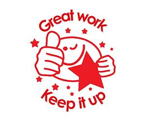 Great Work Keep It Up Tampon Motif Thumbs Up Rouge