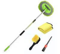 GreatCool Brosse Lavage Voiture Nettoyage à Manche Long Kit de Vadrouille, 2 en 1 Chenille Microfibre Balai Pinceau pour Véhicule Voitures Camion Caravane, sans Rayures (Bleu)