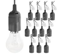 greate. 12x Douille ampoule E27 noires avec connecteur rapide - Douille E27 noir avec serre-câble - Douille de rénovation E27 max. 60W 250V - Douille de chantier E27, douilles e27, e27 douille